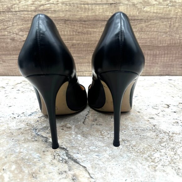 Gianvito Rossi Black Leather Pointed Toe Pumps Stiletto Heels 39.5 Made in Italy - Picture 6 of 16